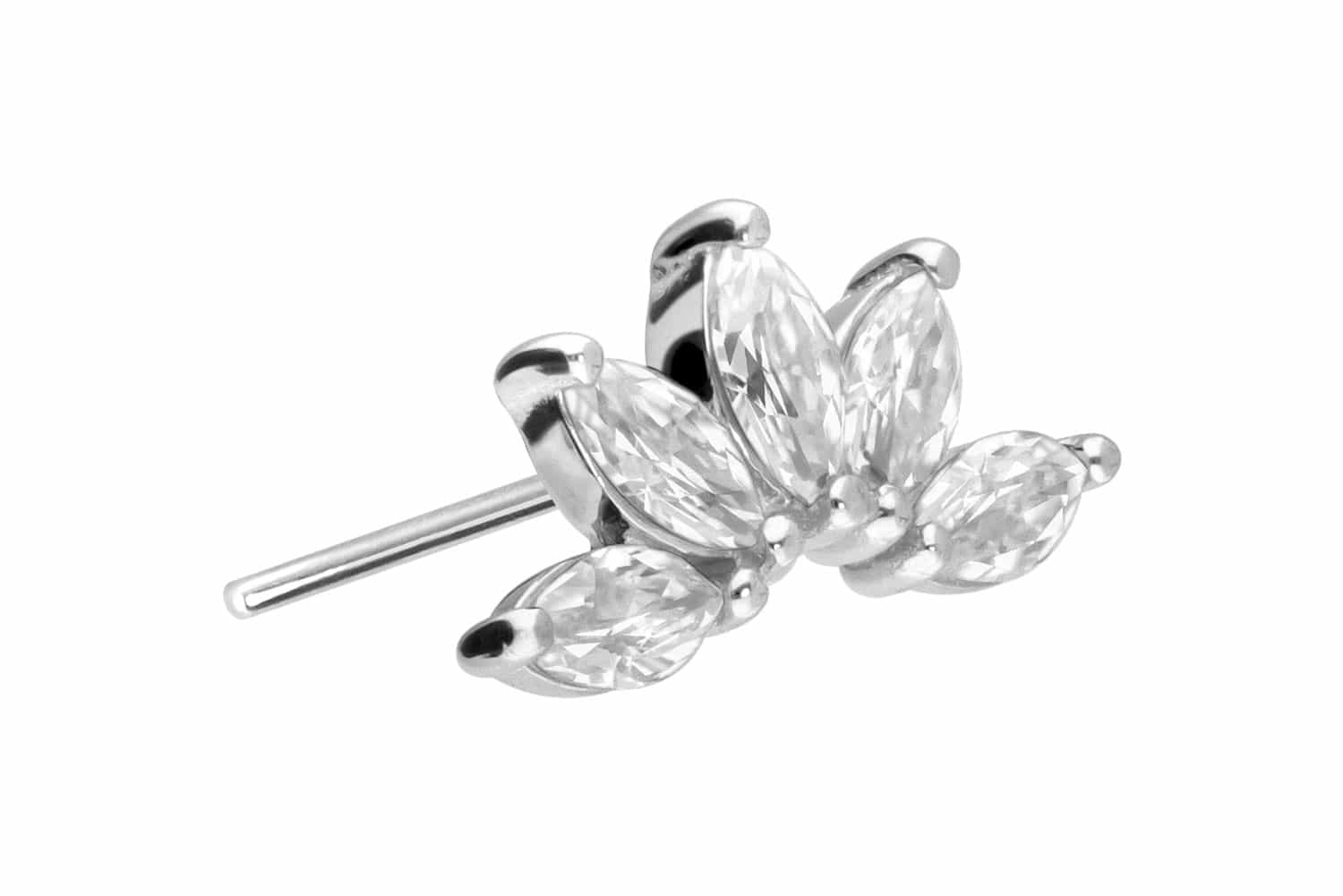 14 Karat Gold Aufsatz mit Titan Push Pin MOISSANIT-LOTUSBLÜTE