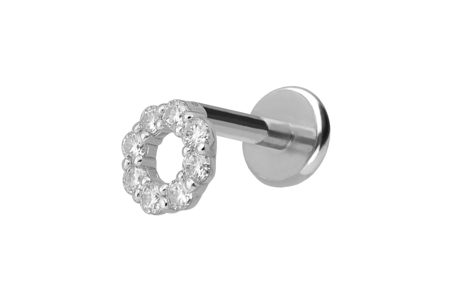 Titan Labret mit Innengewinde + 925er Silber Aufsatz MOISSANIT-KREIS