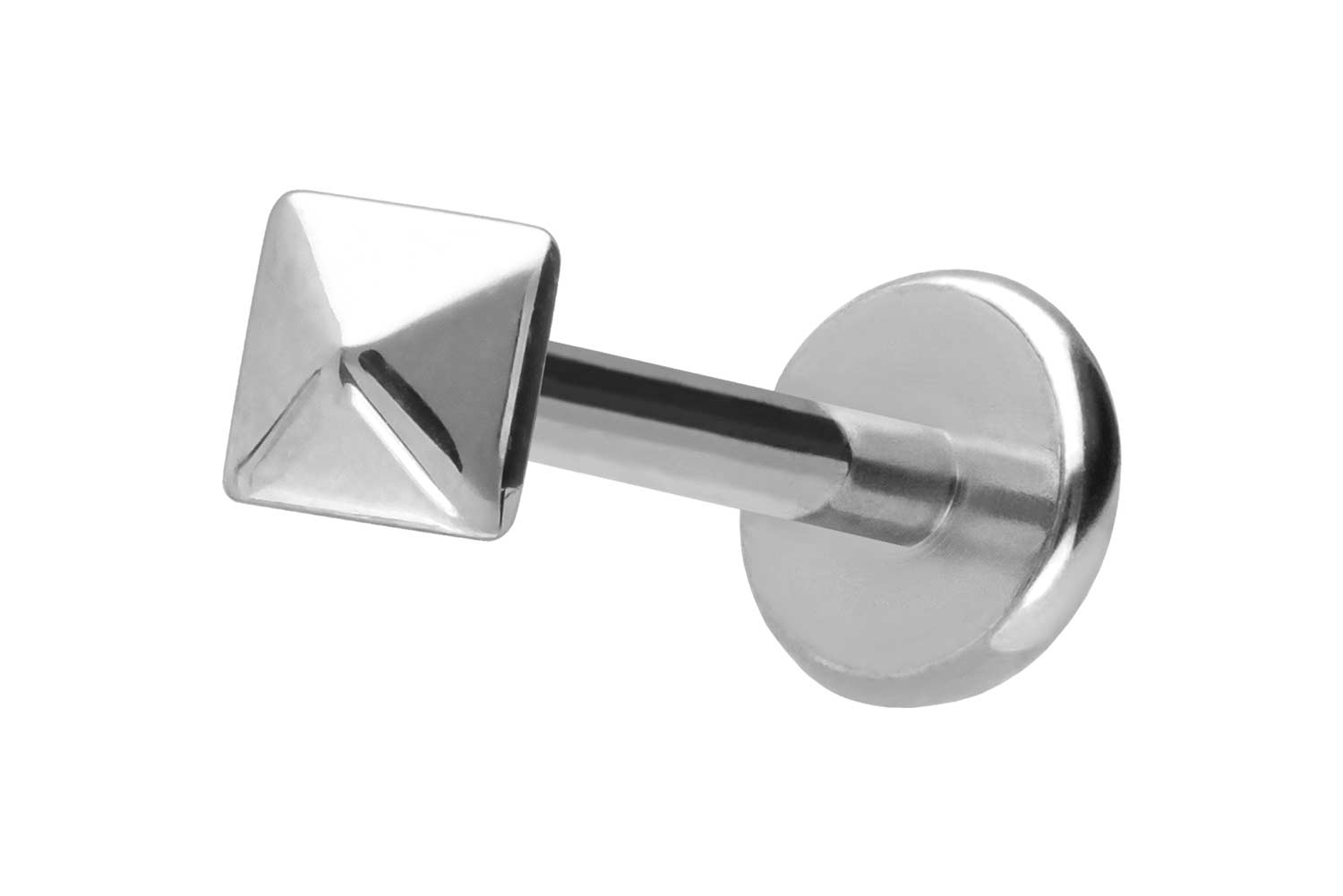 Titanium labret with push fit PYRAMID
