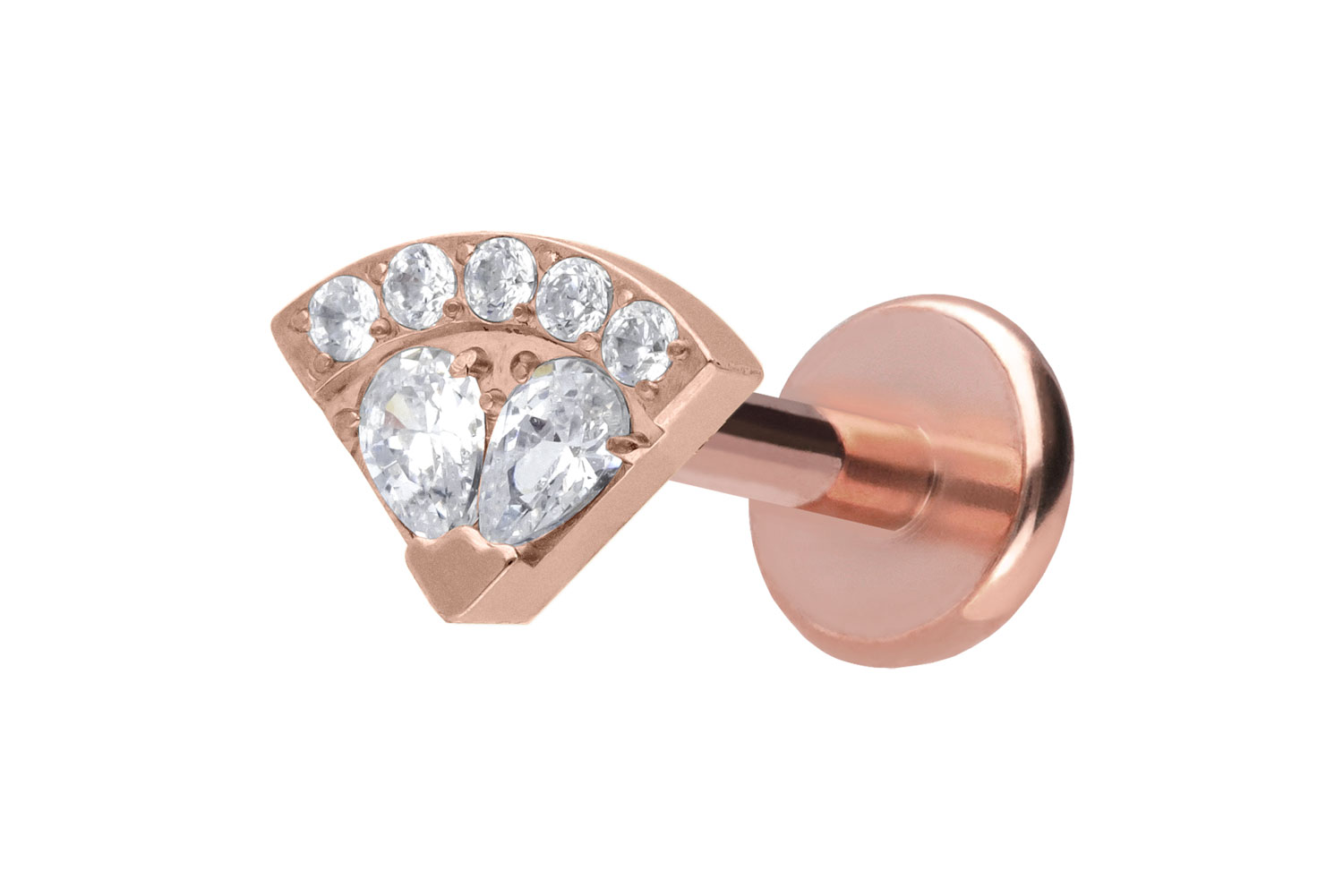 Titanium labret with push fit CRYSTAL FAN Titanium labret with push fit CRYSTAL FAN