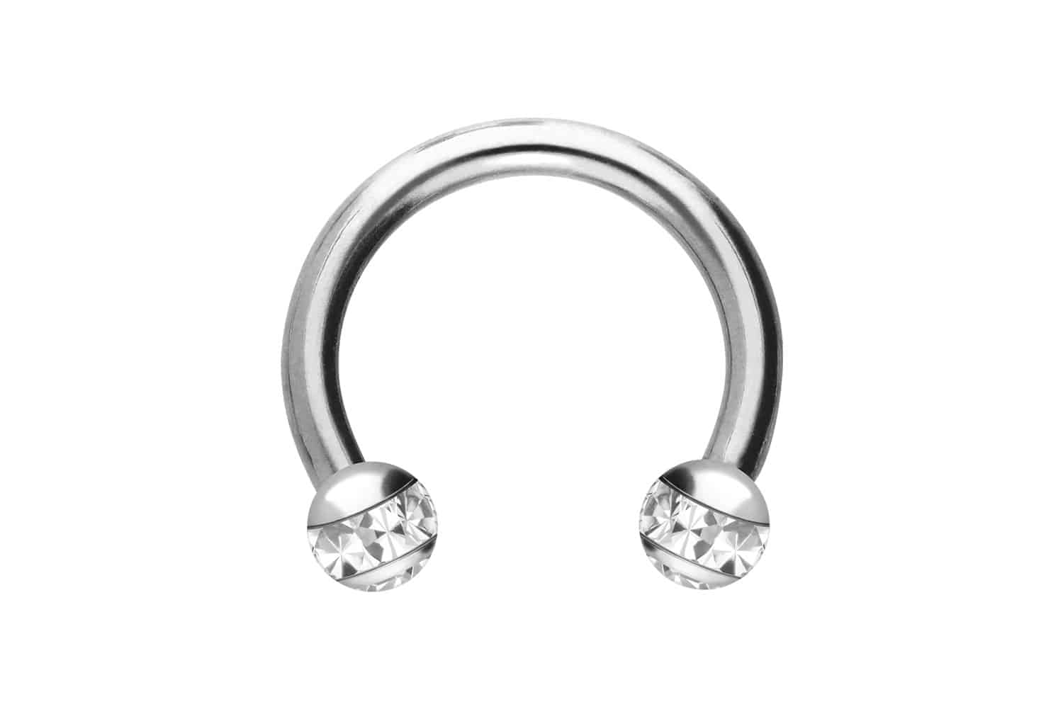 Titanium circular barbell EPOXY RING BALLS + CRYSTALS