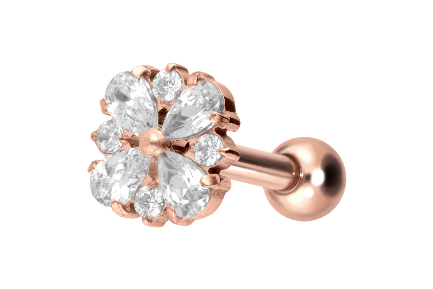 Titanium ear piercing with internal thread CRYSTAL ORNAMENT