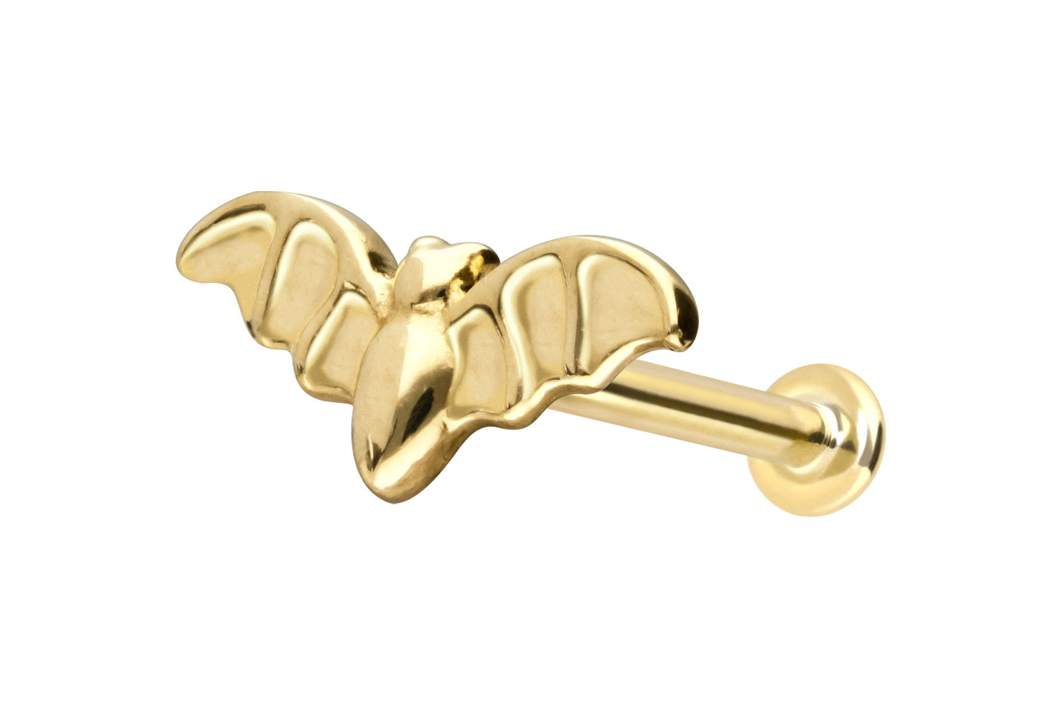 PIERCINGLINE Piercing Stecker 14 Karat Gold Labret mit Push Fit FLEDERMAUS - Bild 14 von 35