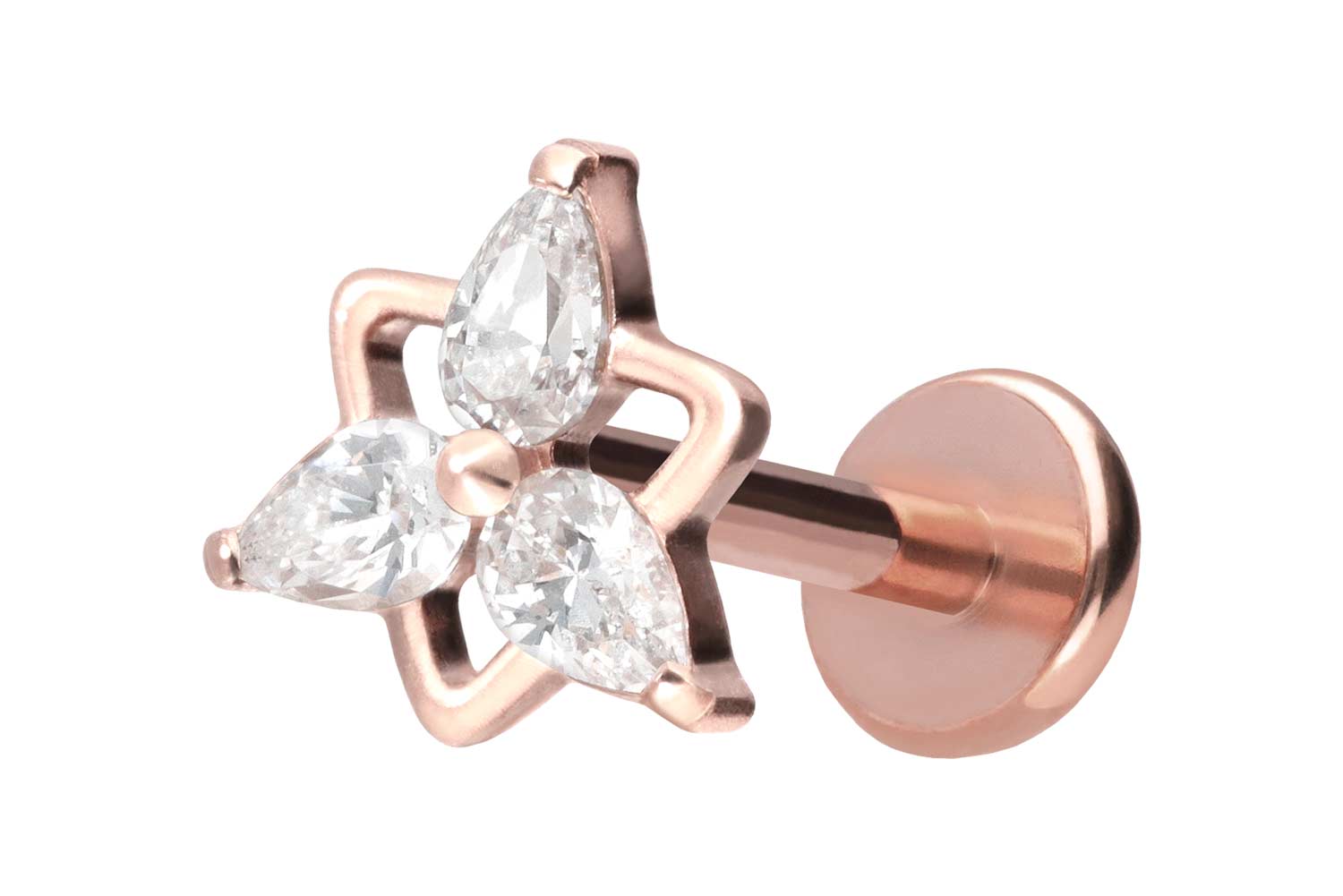 Titanium labret with push fit CRYSTAL FLOWER