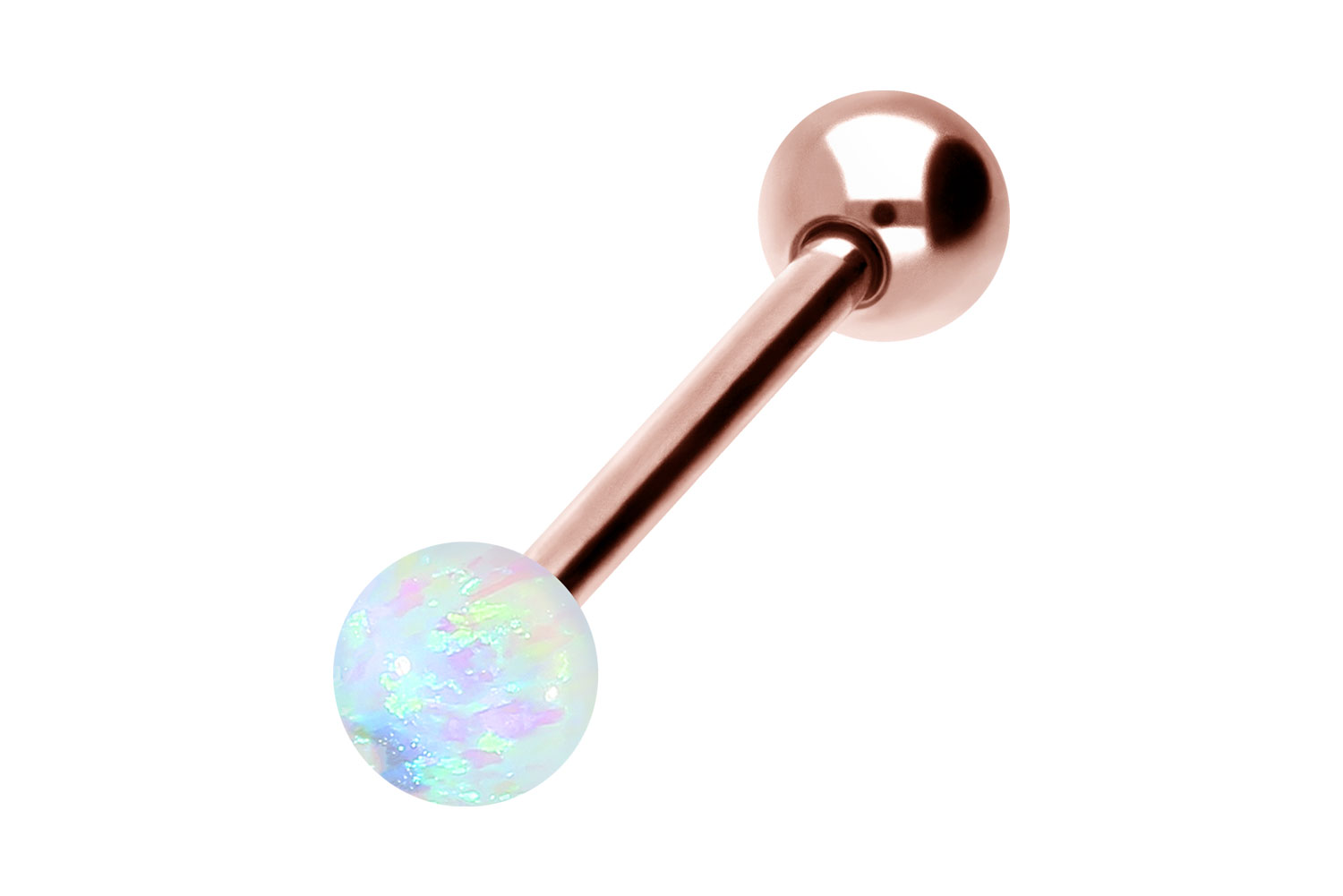 Chirurgenstahl Barbell SYNTHETISCHER OPAL + CHIRURGENSTAHL-KUGEL