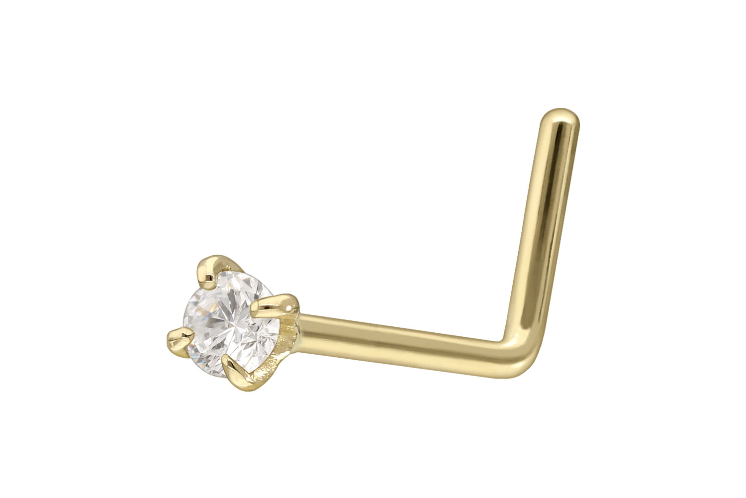 14/18 Karat Gold Nasenstecker L-Form EINGEFASSTER MOISSANIT