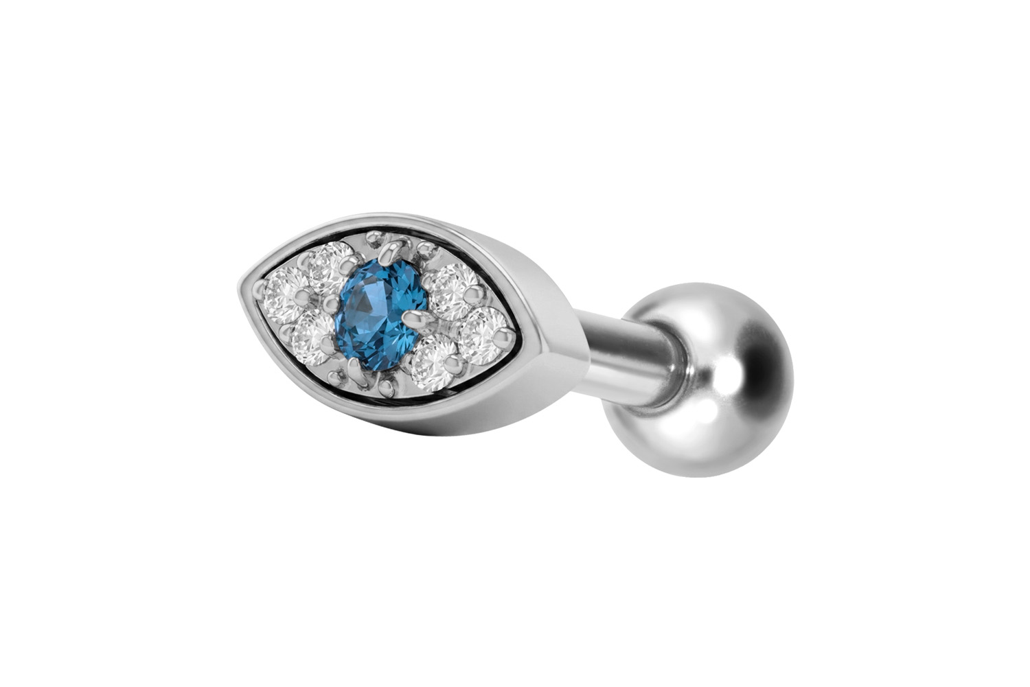 Titanium ear piercing with internal thread CRYSTAL EYE