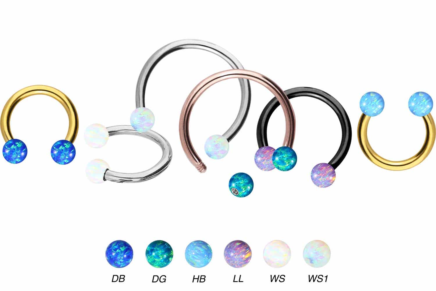 Surgical steel circular barbell SYNTHETIC OPALS