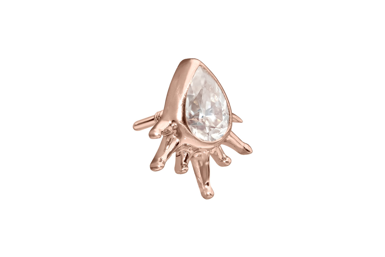 14 carat gold screw-in attachment with external thread MOISSANITE-DROP + SUNRAYS