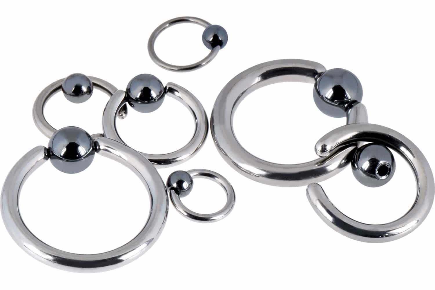 Titanium ball closure ring HEMATITE BALL ++SALE++