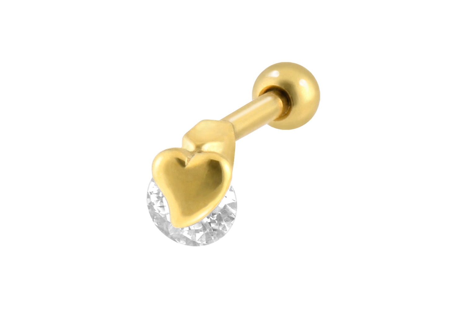 Surgical steel ear piercing CRYSTAL + HEART ++SALE++