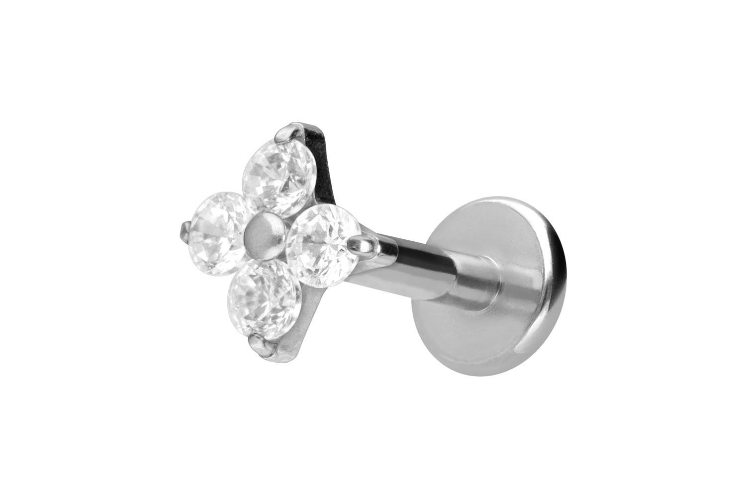 Titanium labret with internal thread Crystal Flower