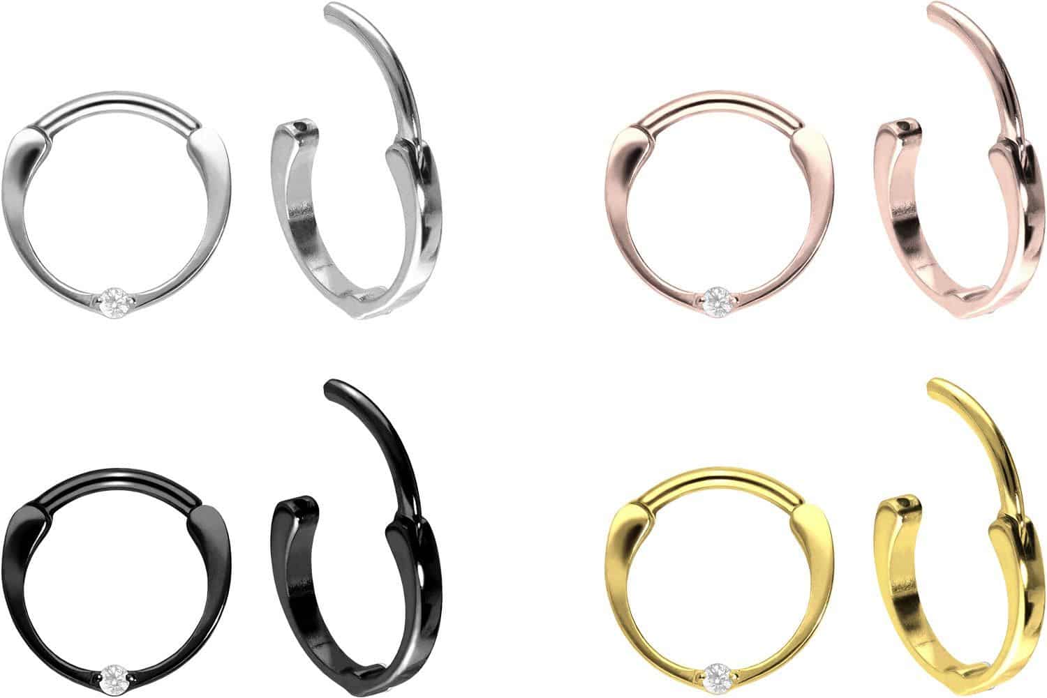 Titanium segment ring clicker SETTED CRYSTAL