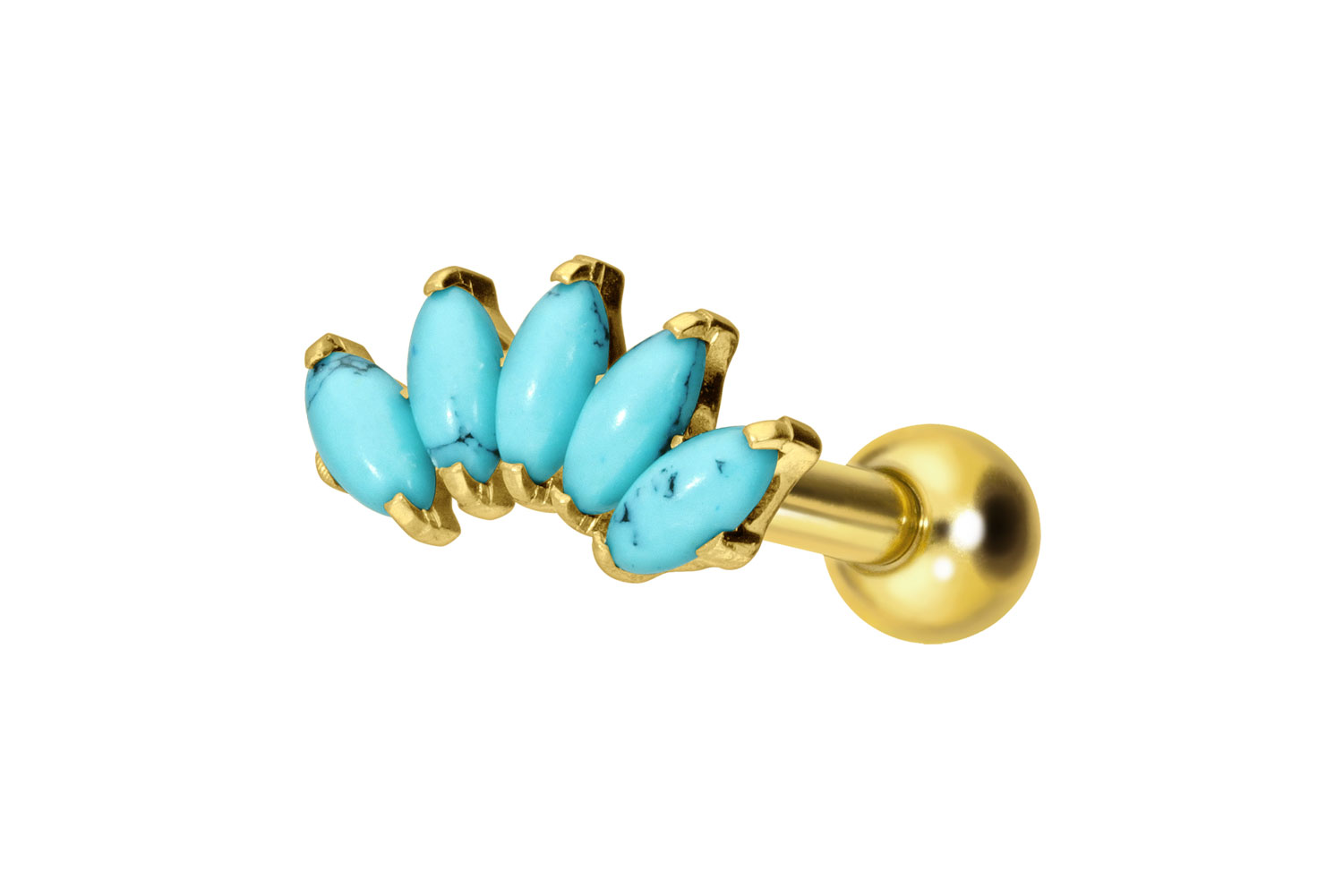 Titanium ear piercing with internal thread ARCH + SYNTHETIC TURQUOISES