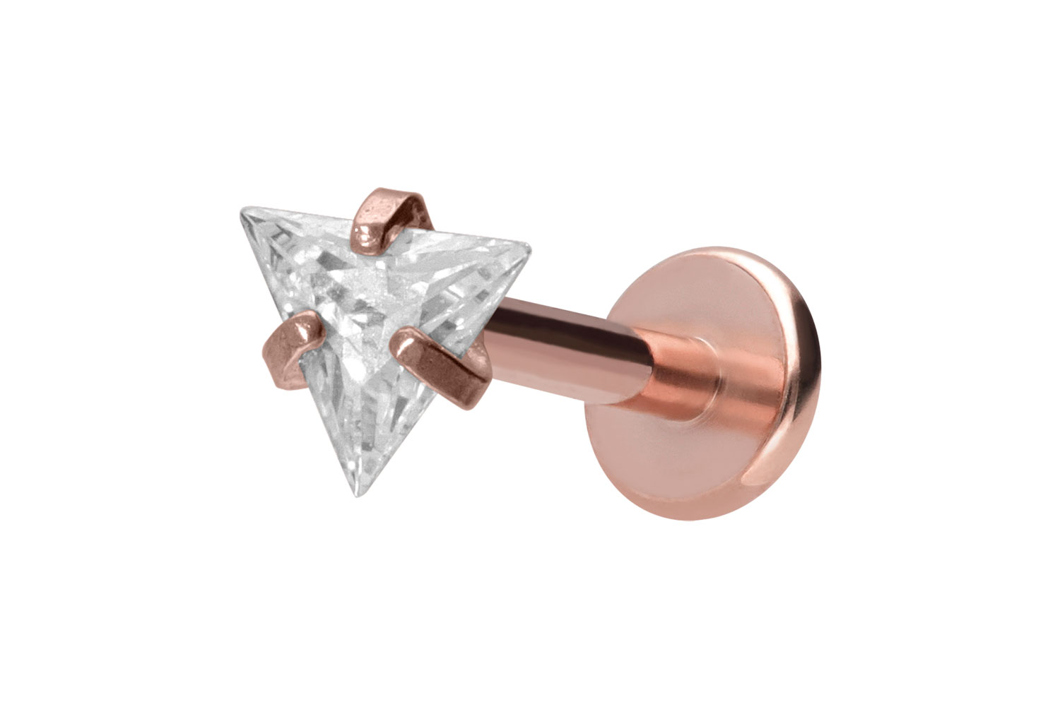 Titanium labret with internal thread SETTED CRYSTAL TRIANGLE