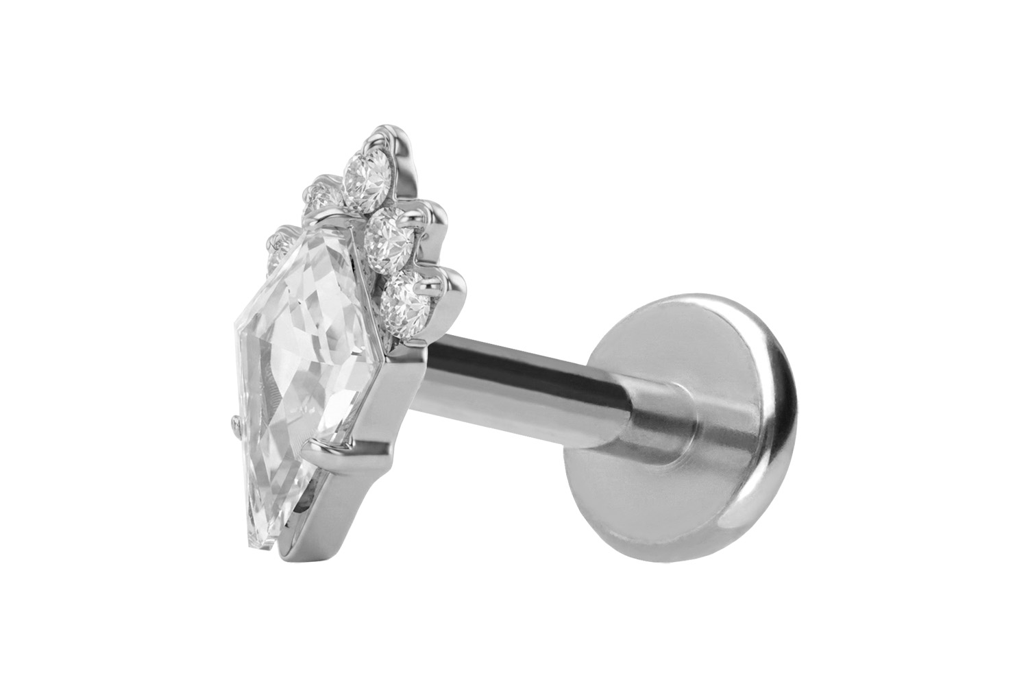 Titanium labret with push fit CRYSTAL SHIELD