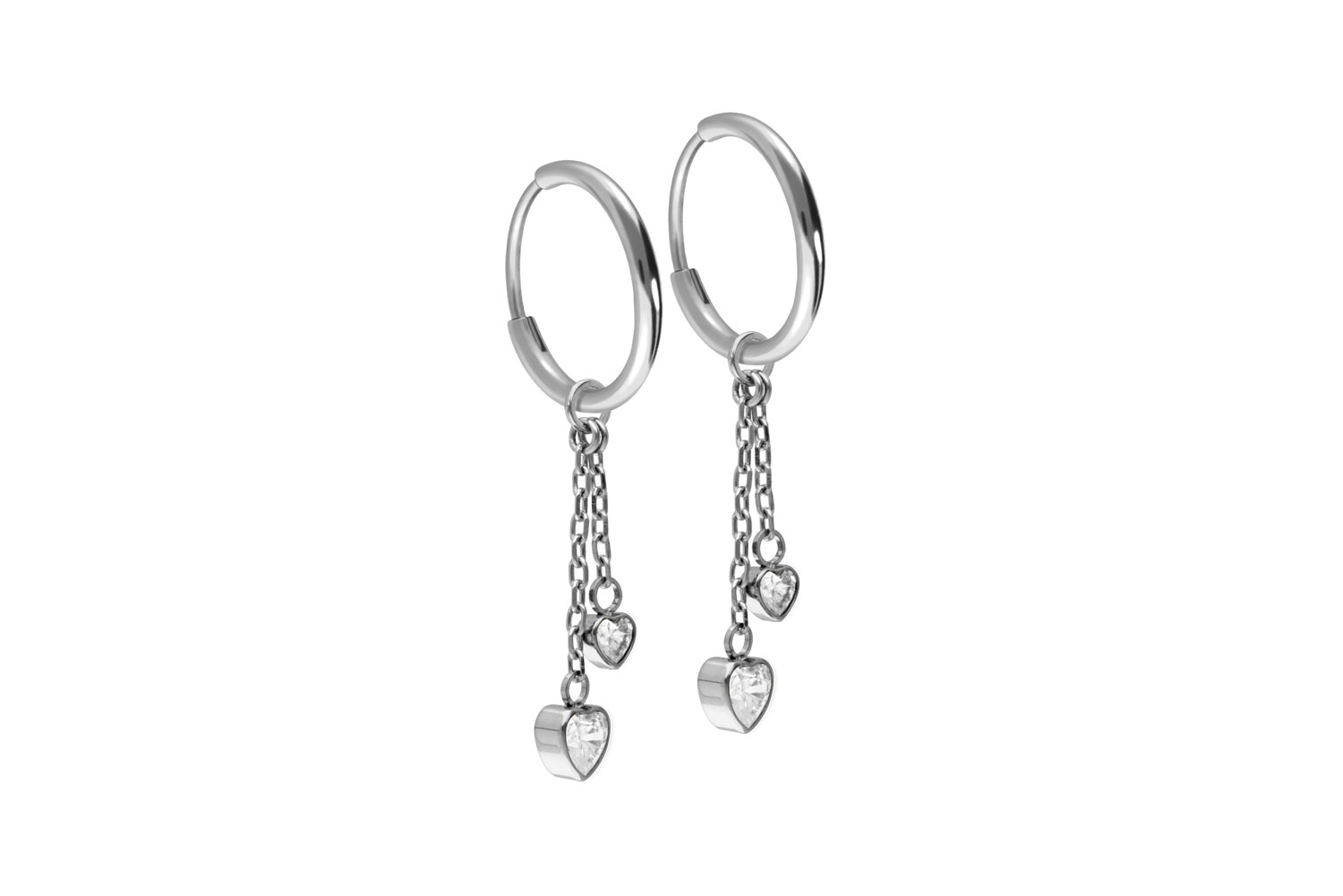 Titanium ear clicker creoles 2 CRYSTAL HEARTS