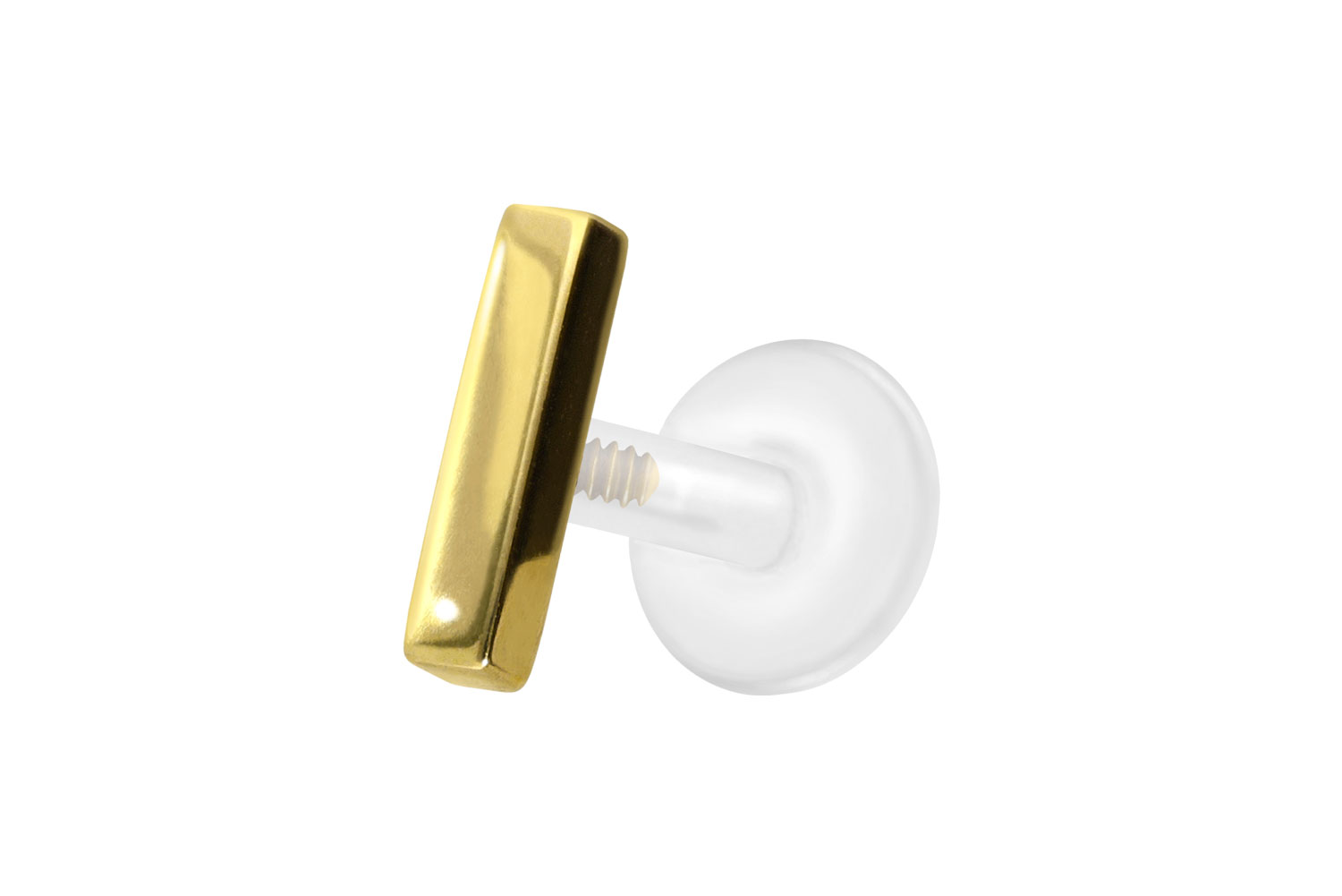 PTFE labret with internal thread + titanium attachment BAR