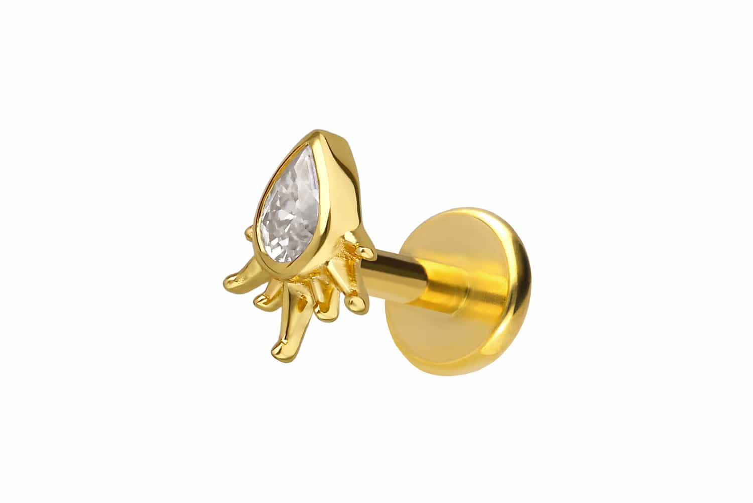 Titanium labret with internal thread + 925 silver attachment MOISSANIT DROP + SUNRAYS