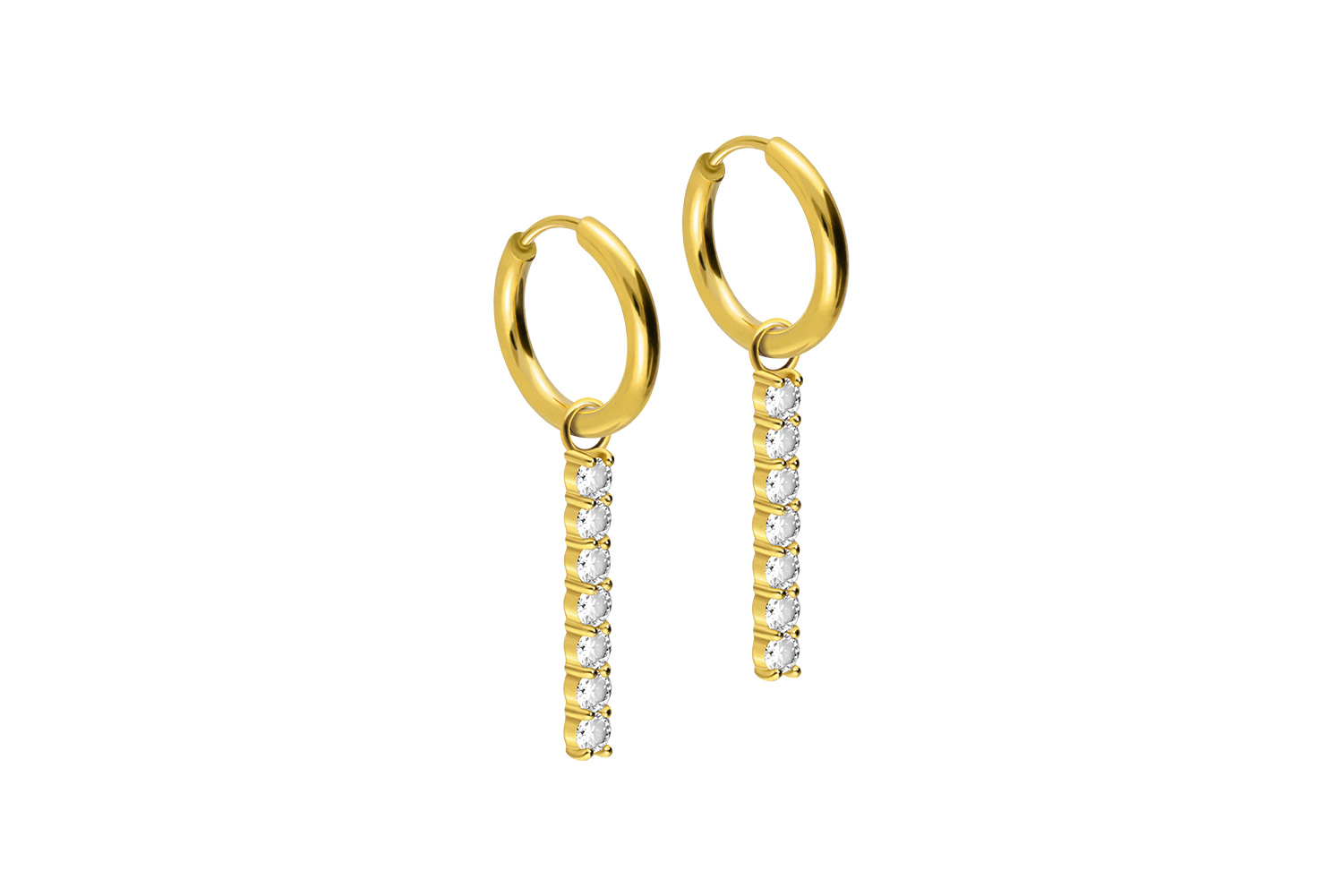 Chirurgenstahl Ohrclicker Creolen KRISTALLBALKEN