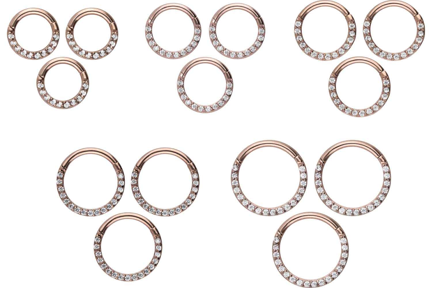 SET Surgical steel segment ring clicker SETTED CRYSTALS