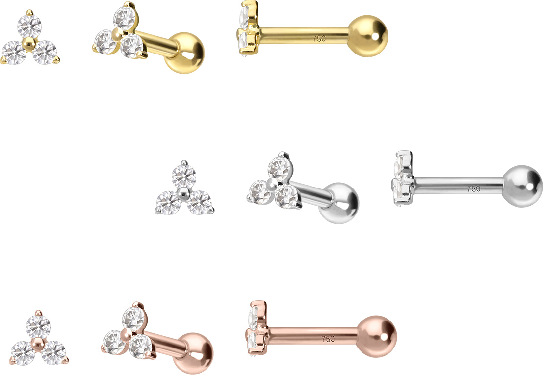 14/18 carat gold ear piercing MOISSANITE FLOWER