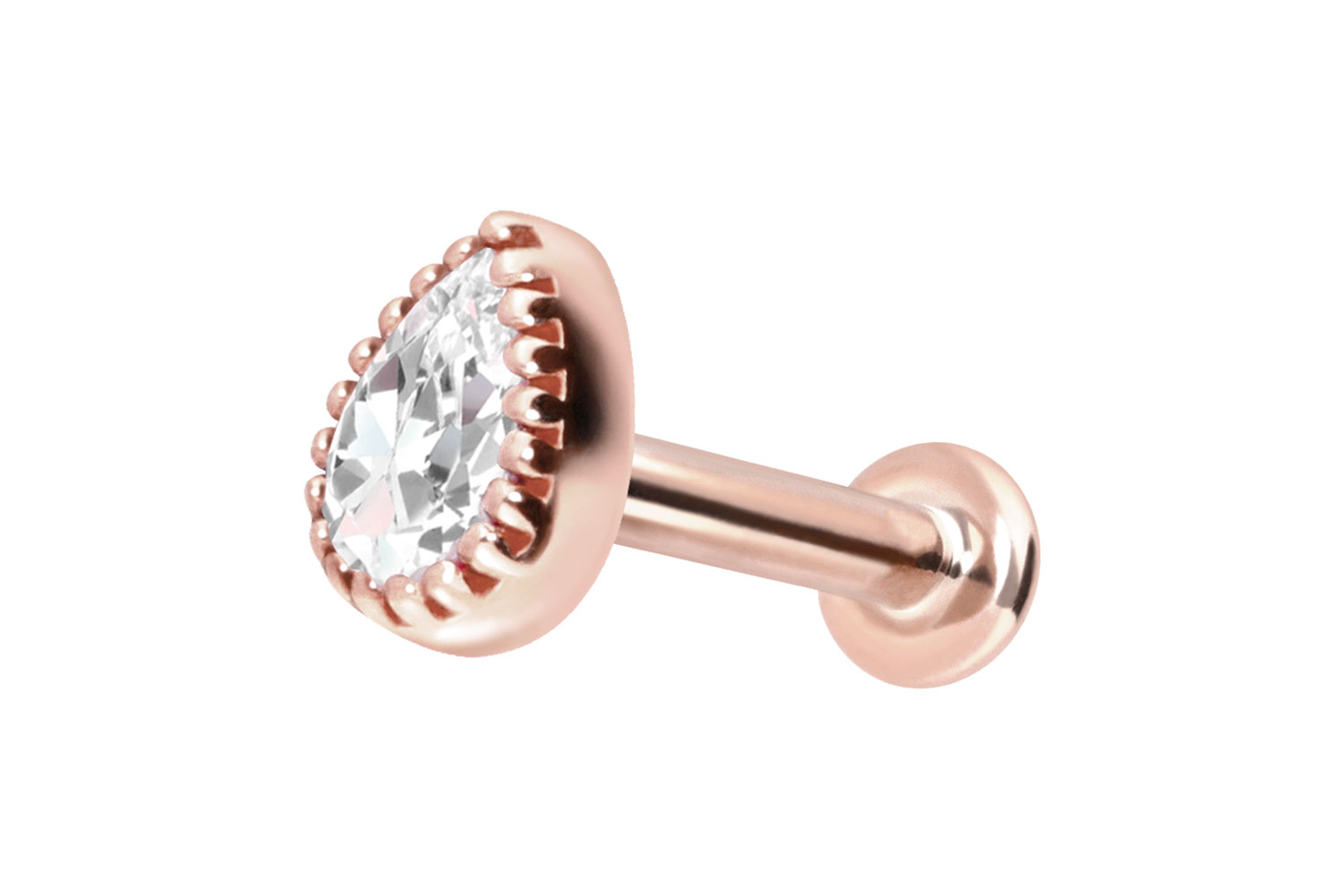14 carat labret with internal thread MOISSANITE DROP
