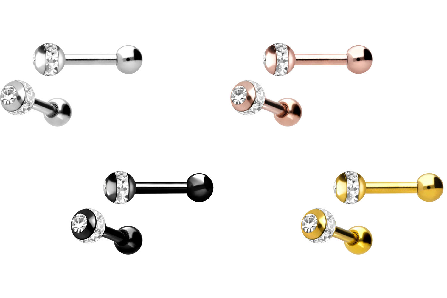 Chirurgenstahl Ohrpiercing EPOXY-RING-KUGEL + KRISTALL