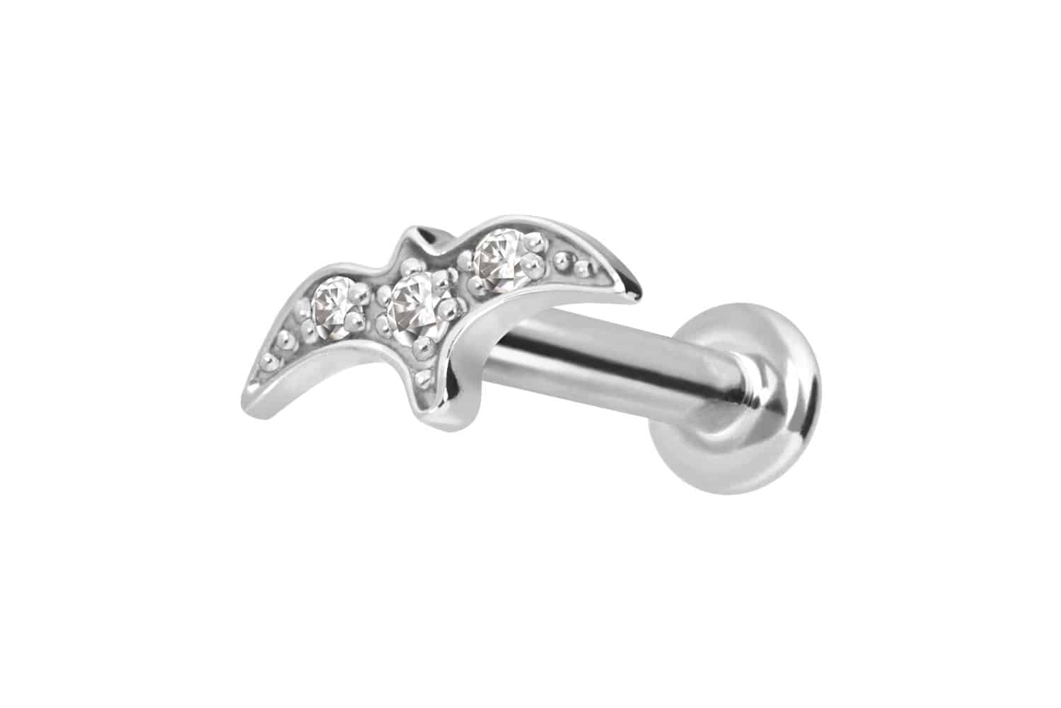 14 carat gold labret with push fit MOISSANITE SWALLOW