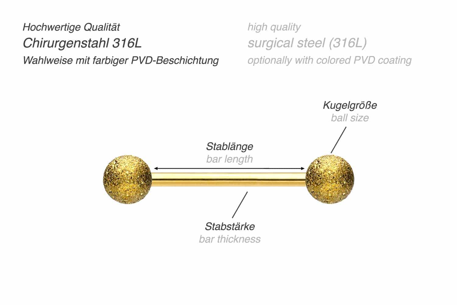 Chirurgenstahl Barbell DIAMANTOPTIK