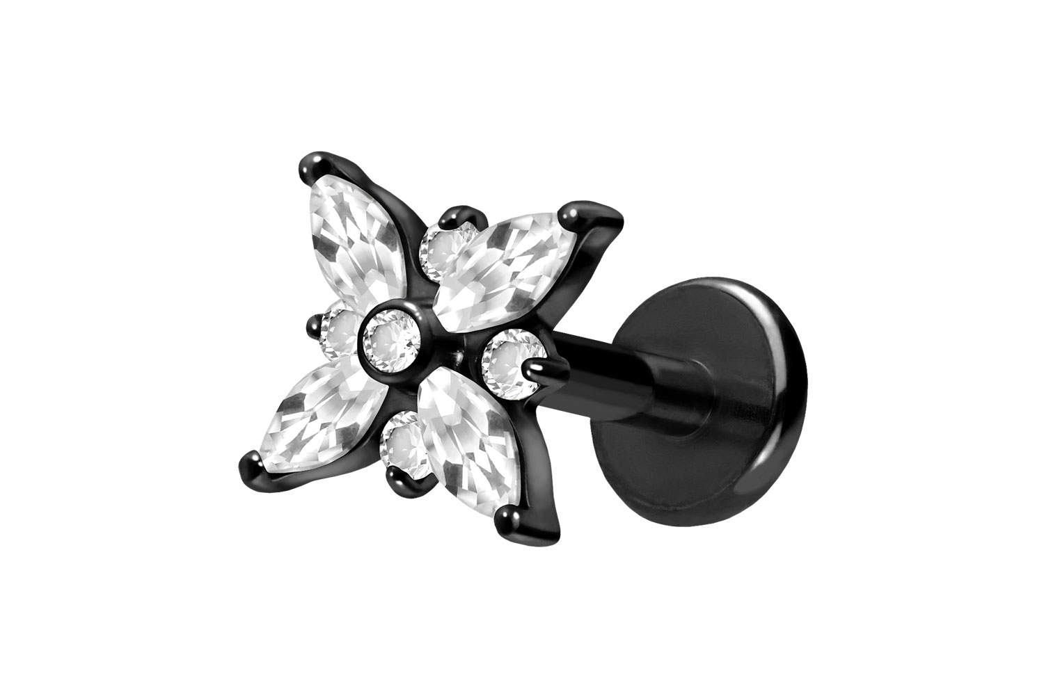 Titanium labret with push fit CRYSTAL STAR