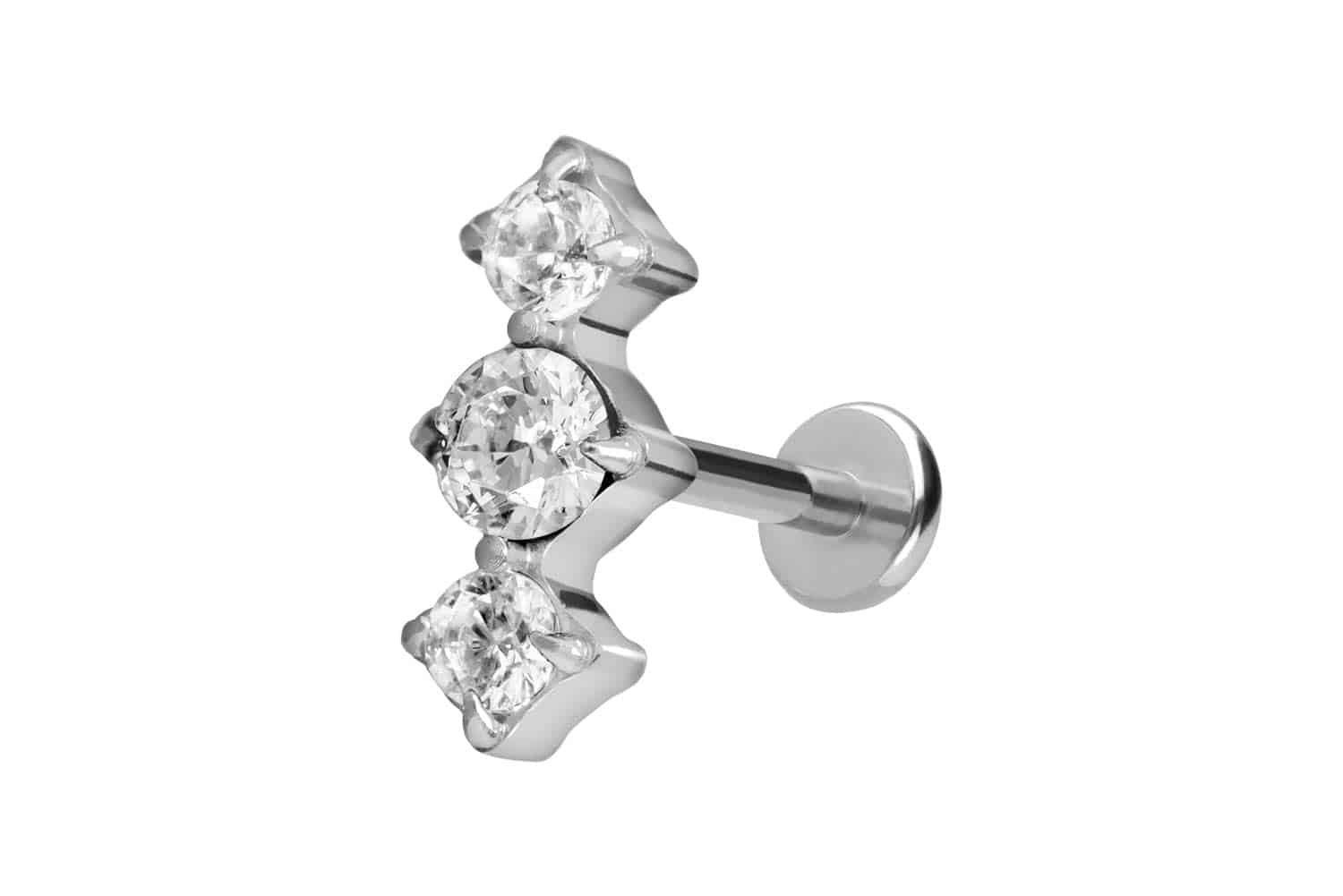 PIERCINGLINE Piercing Stecker Titan Labret mit Push Fit 3 EINGEFASSTE KRISTALLE - Bild 16 von 52