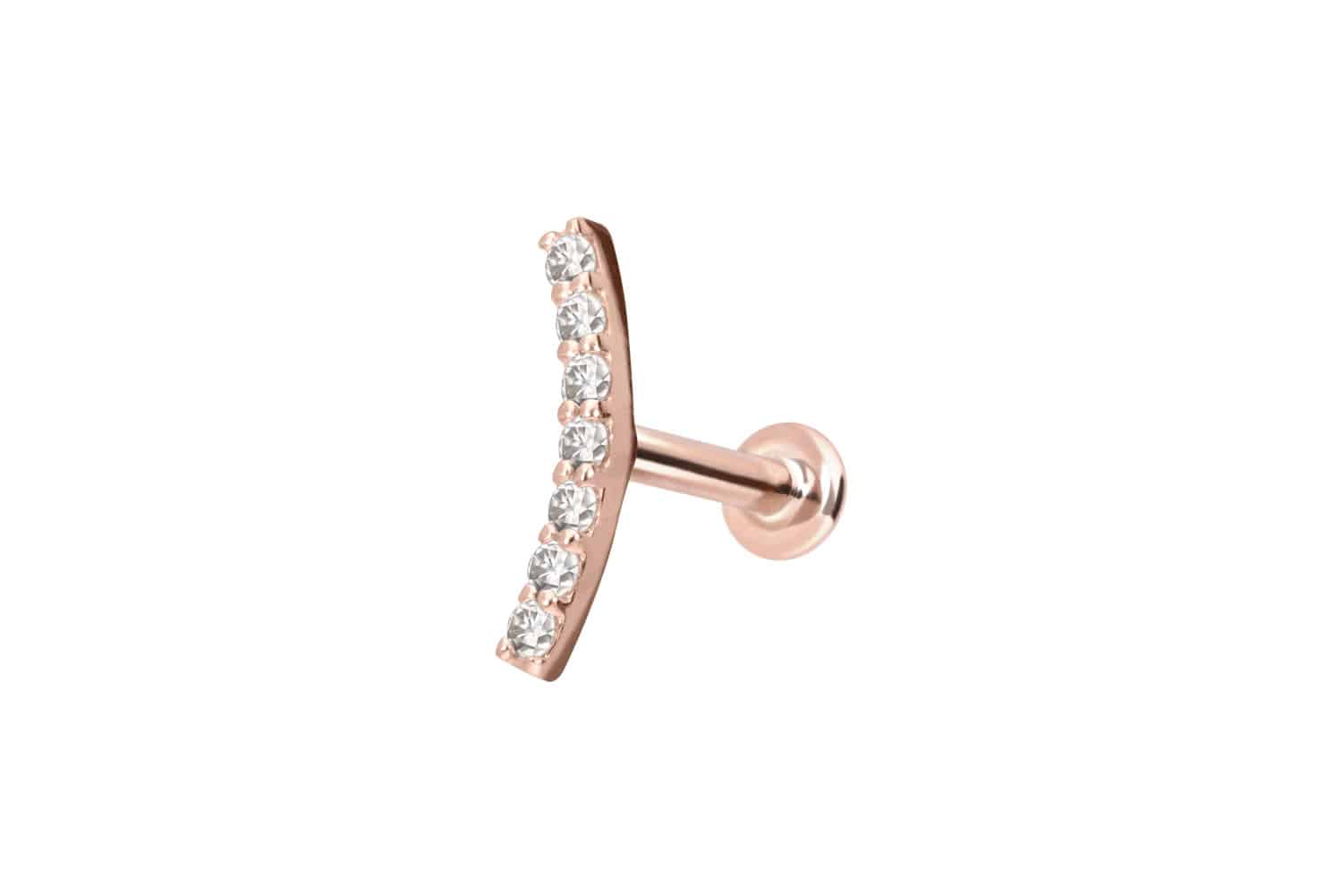 14 Karat Gold Labret mit Push Fit MOISSANIT-BOGEN