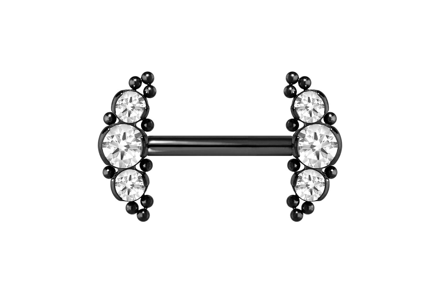 Titanium barbell with push fit 3 CRYSTALS + BALLS