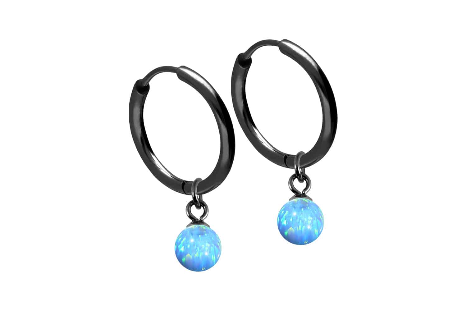 Surgical steel ear clicker creoles SYNTHETIC OPAL