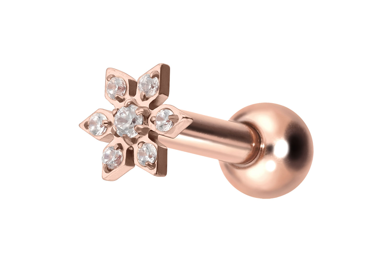 Titan Ohrpiercing mit Innengewinde KRISTALLBLUME