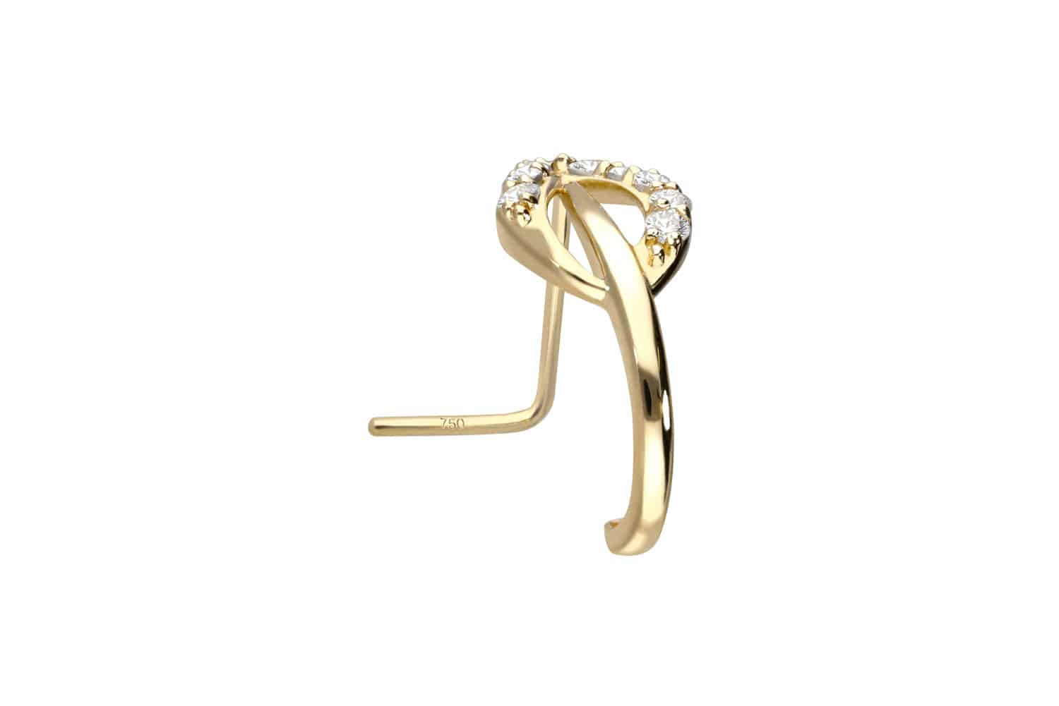 14/18 carat gold nose stud MOISSANITE LEAF