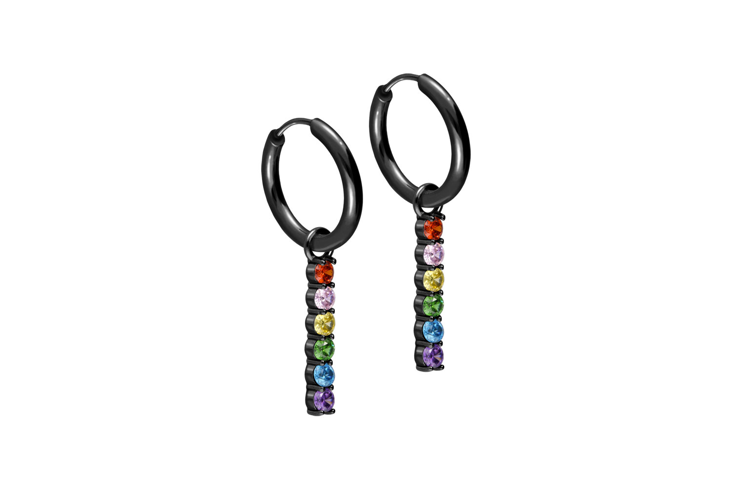 Surgical steel ear clicker creoles MULTICOLORED CRYSTAL BAR