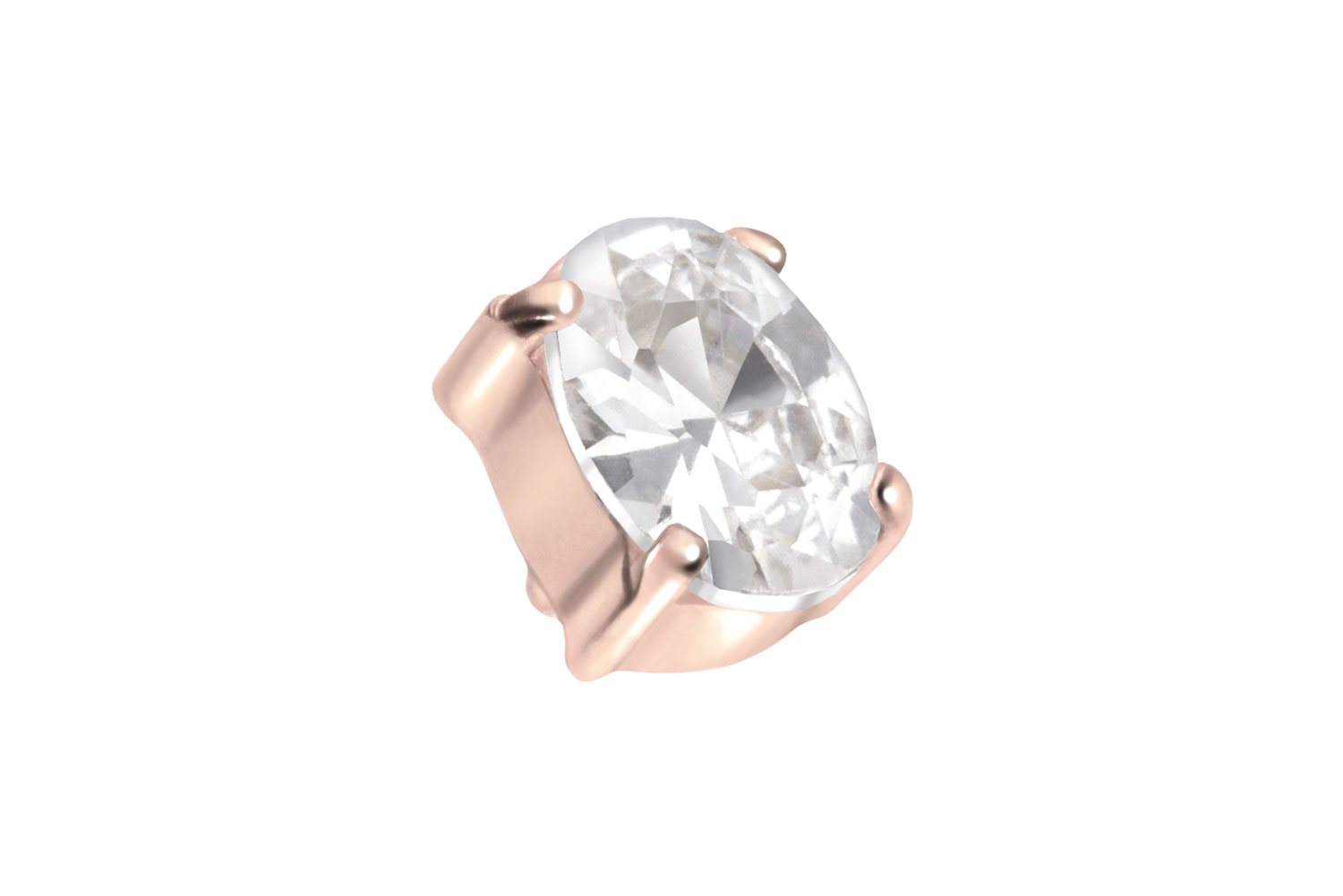 Titanium screw-in attachment with external thread SETTED CRYSTAL OVAL