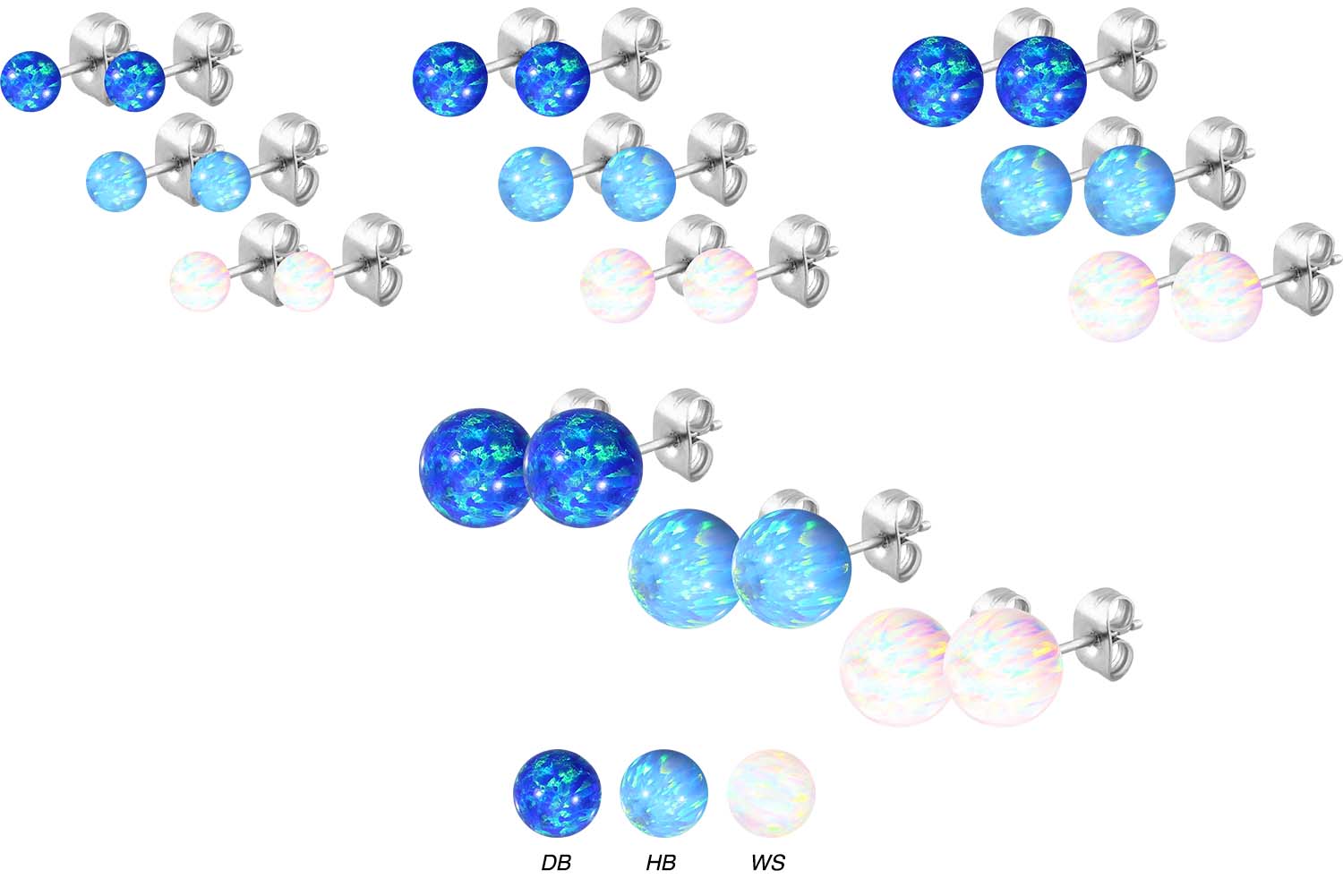 Chirurgenstahl Ohrstecker SYNTHETISCHER OPAL