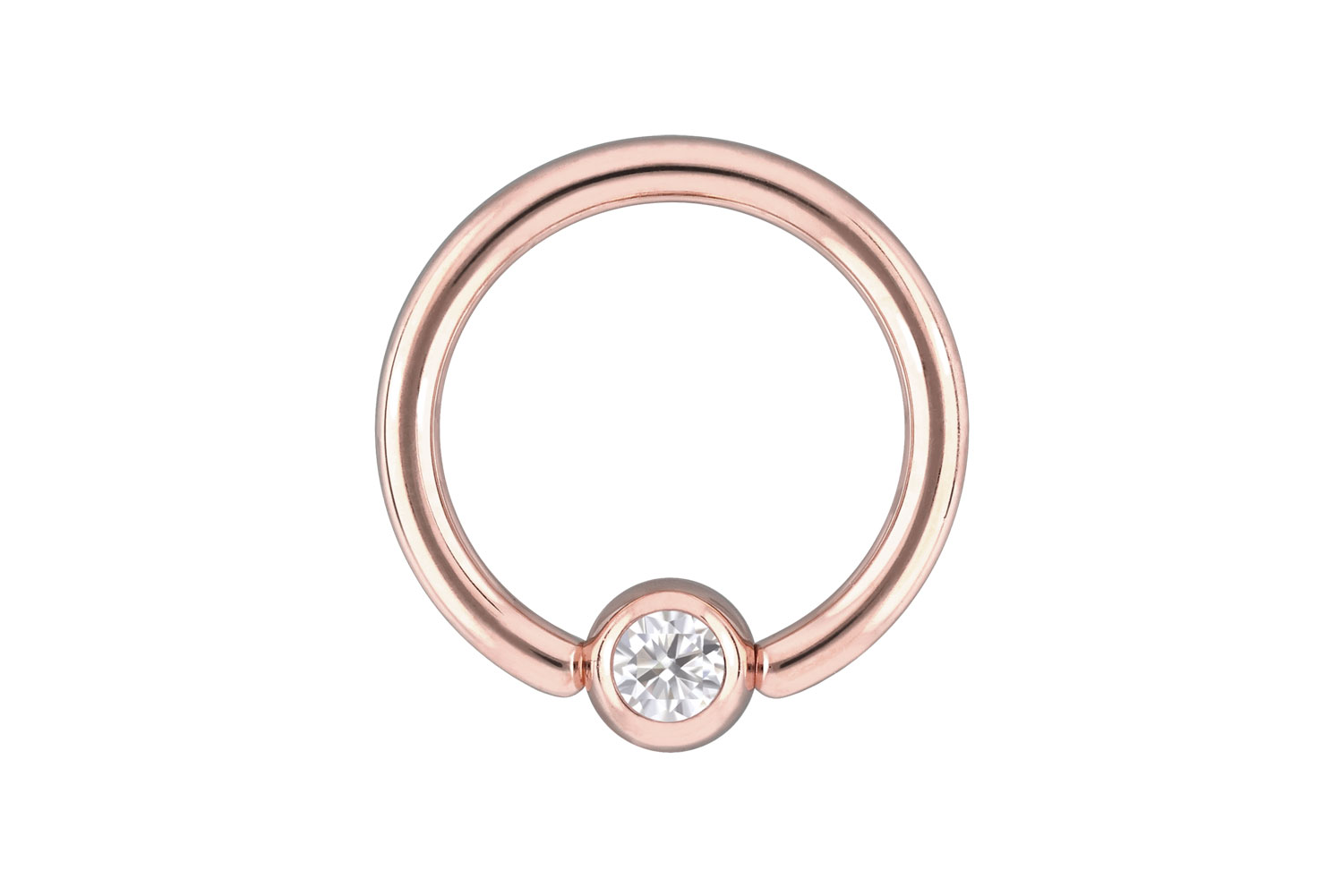 14/18 Karat Gold Klemmkugelring MOISSANIT