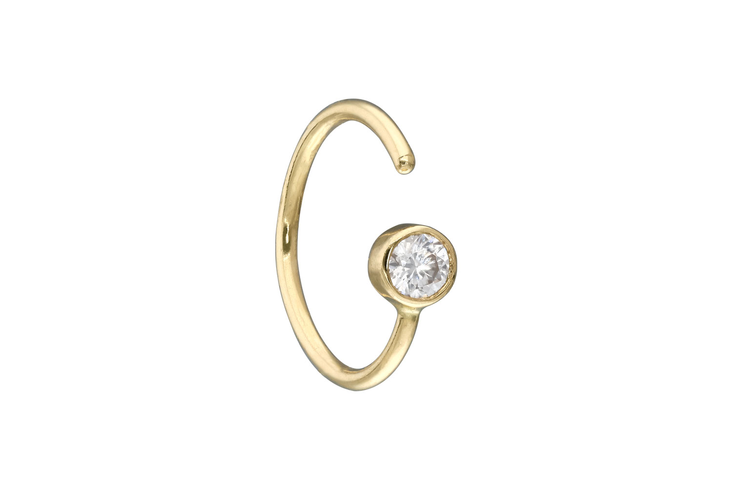 14 carat gold nose ring MOISSANITE - bendable