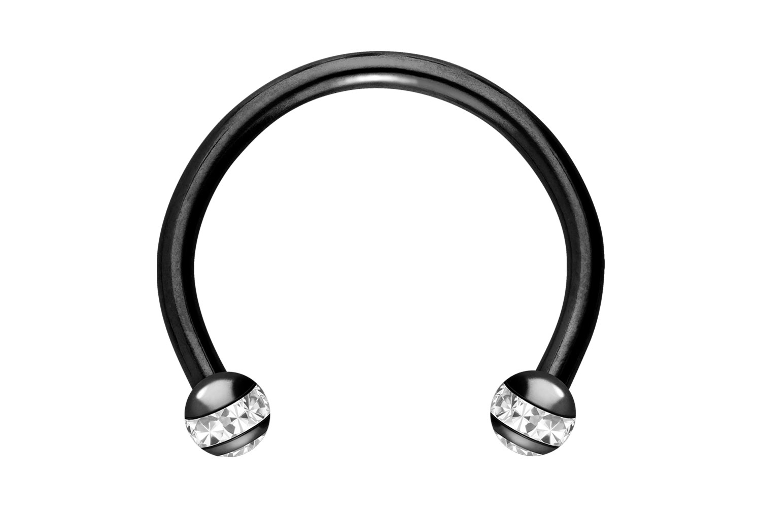 Chirurgenstahl Hufeisenring EPOXY-RING-KUGELN + KRISTALLE