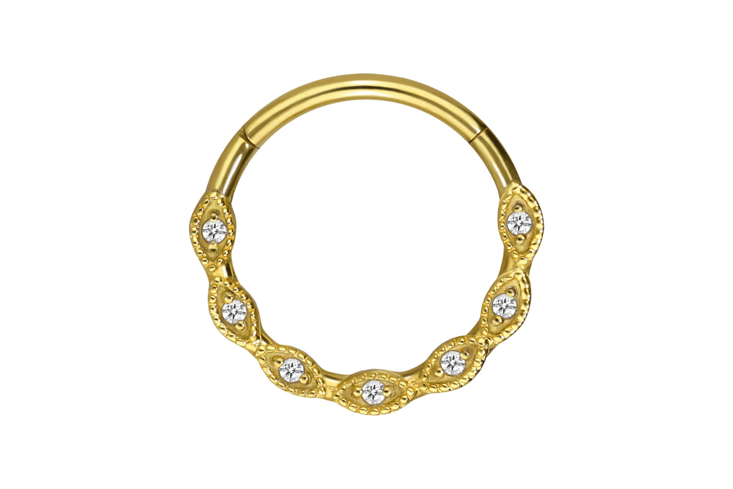 Chirurgenstahl Segmentring Clicker EINGEFASSTE KRISTALLE