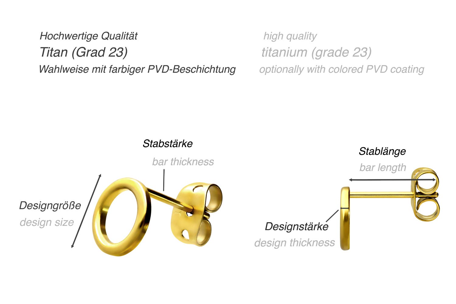 Titanium ear studs CIRCLE