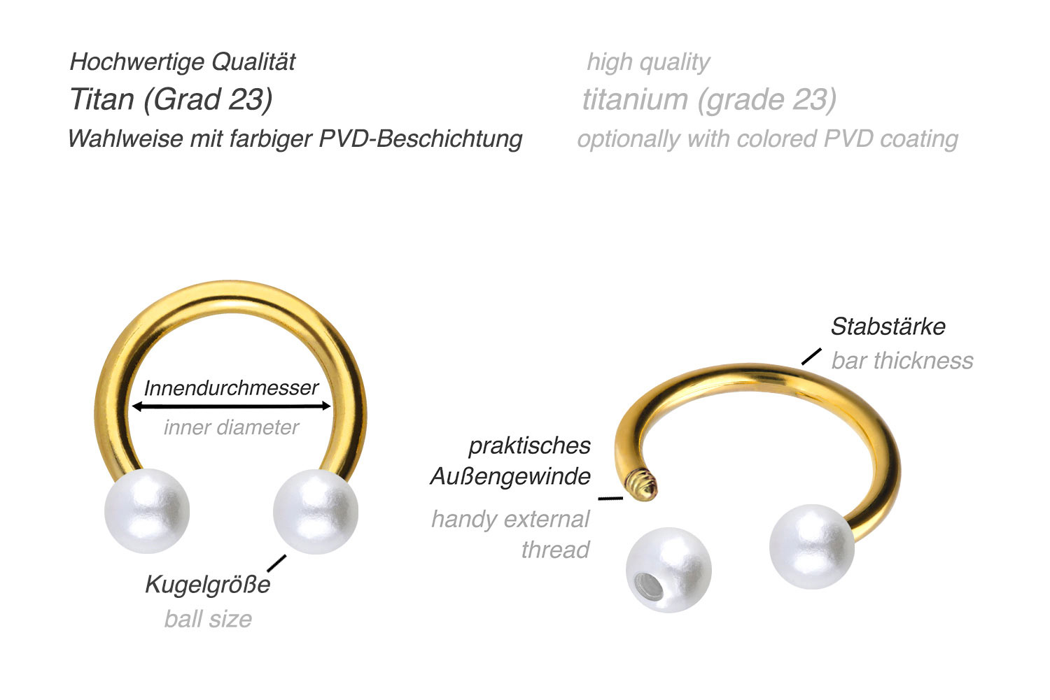 Titan Hufeisenring SYNTHETISCHE PERLEN