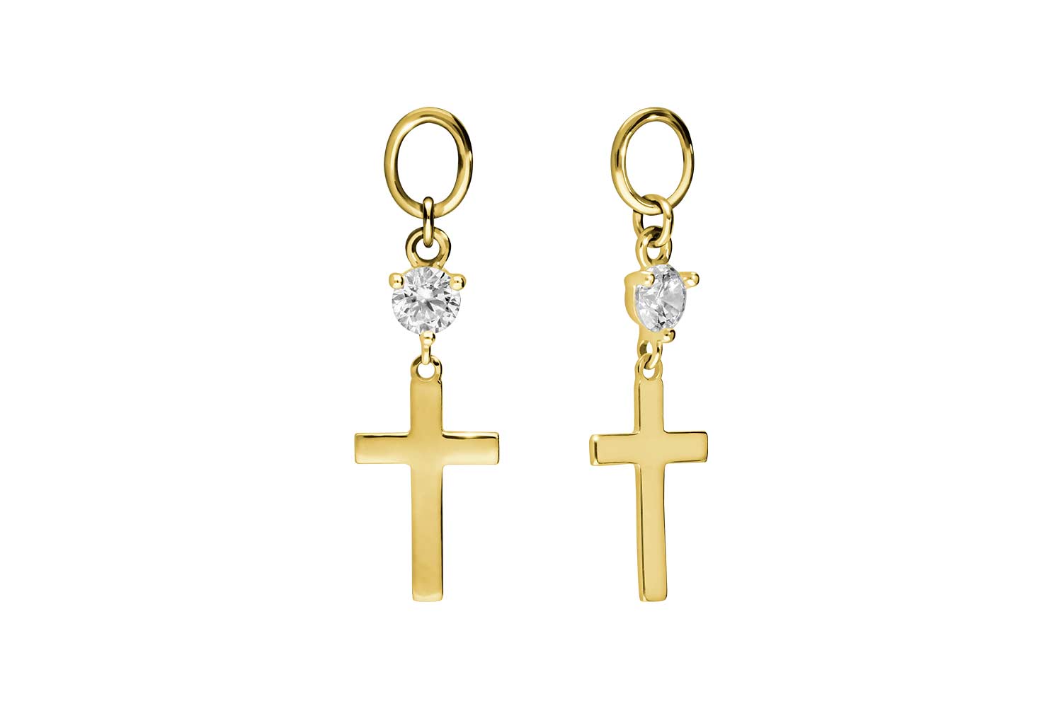 18 Karat Gold Anhänger für Clicker KREUZ + KRISTALL