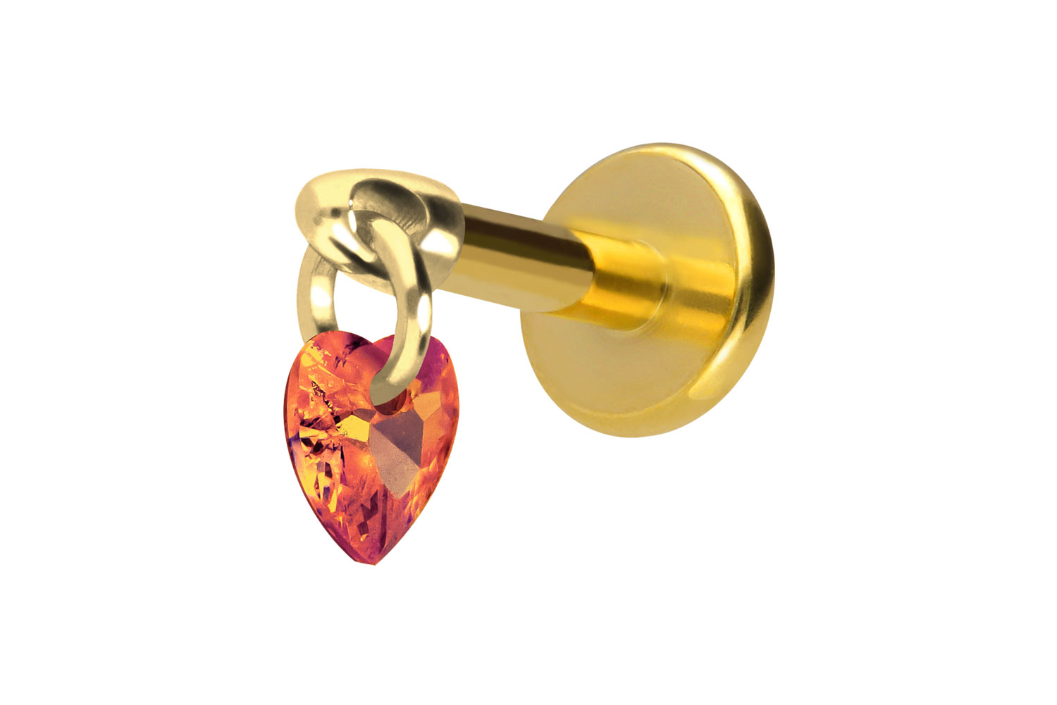 Titanium labret with internal thread CRYSTAL HEART