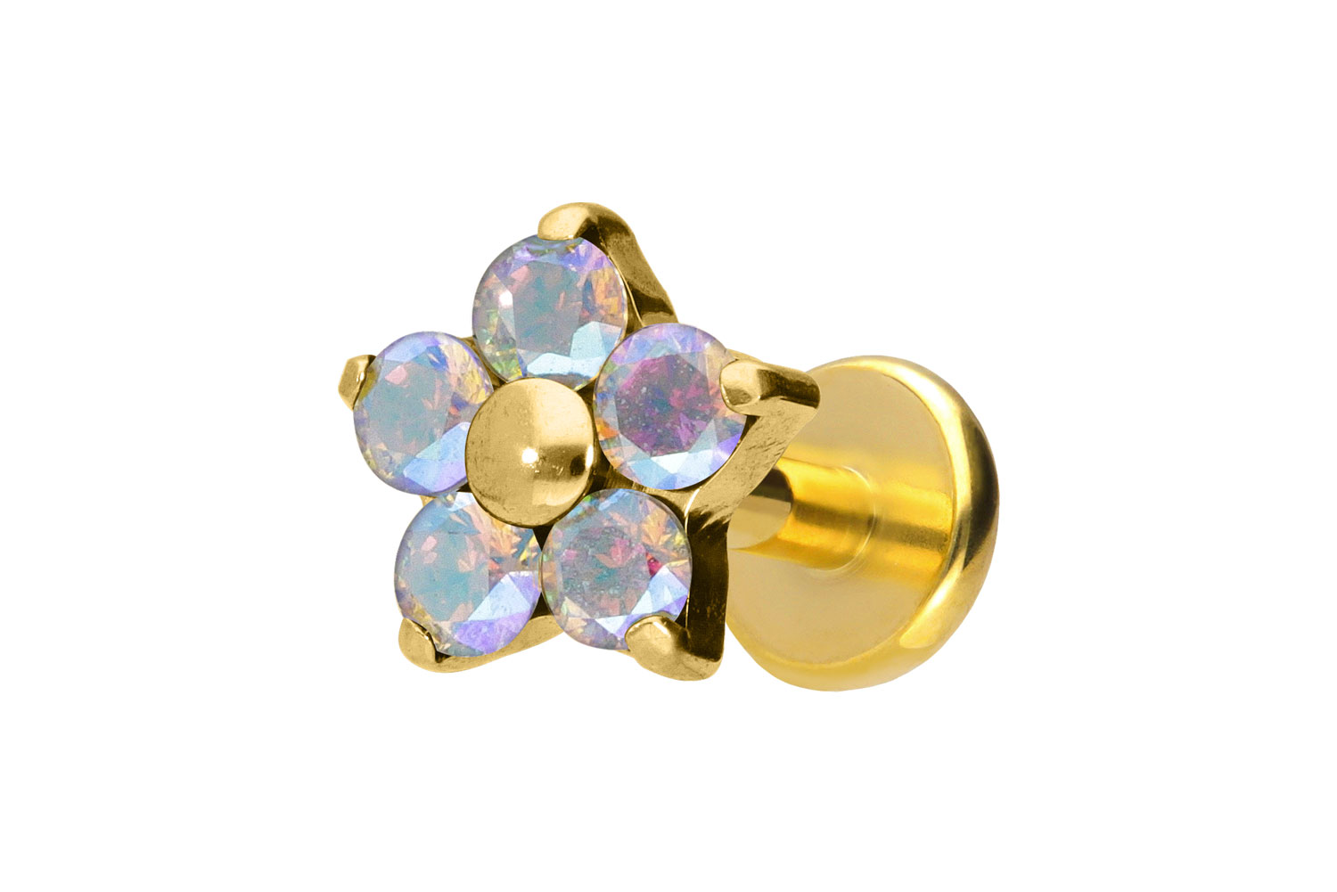 Titanium labret with push fit CRYSTAL FLOWER
