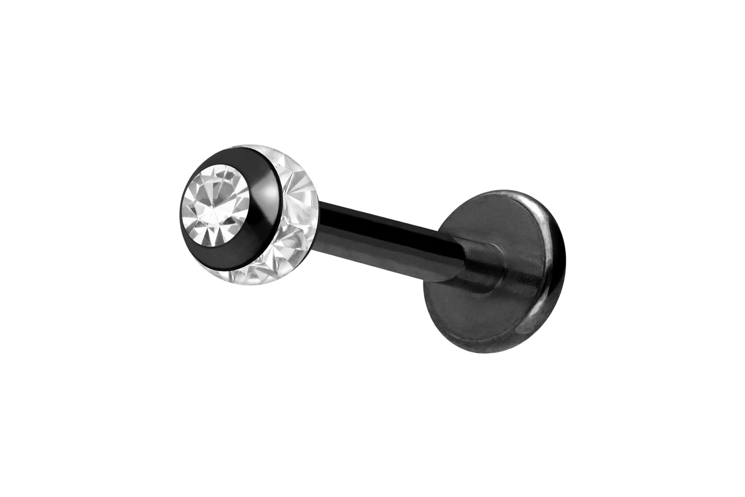 Surgical steel labret EPOXY RING BALL + CRYSTAL